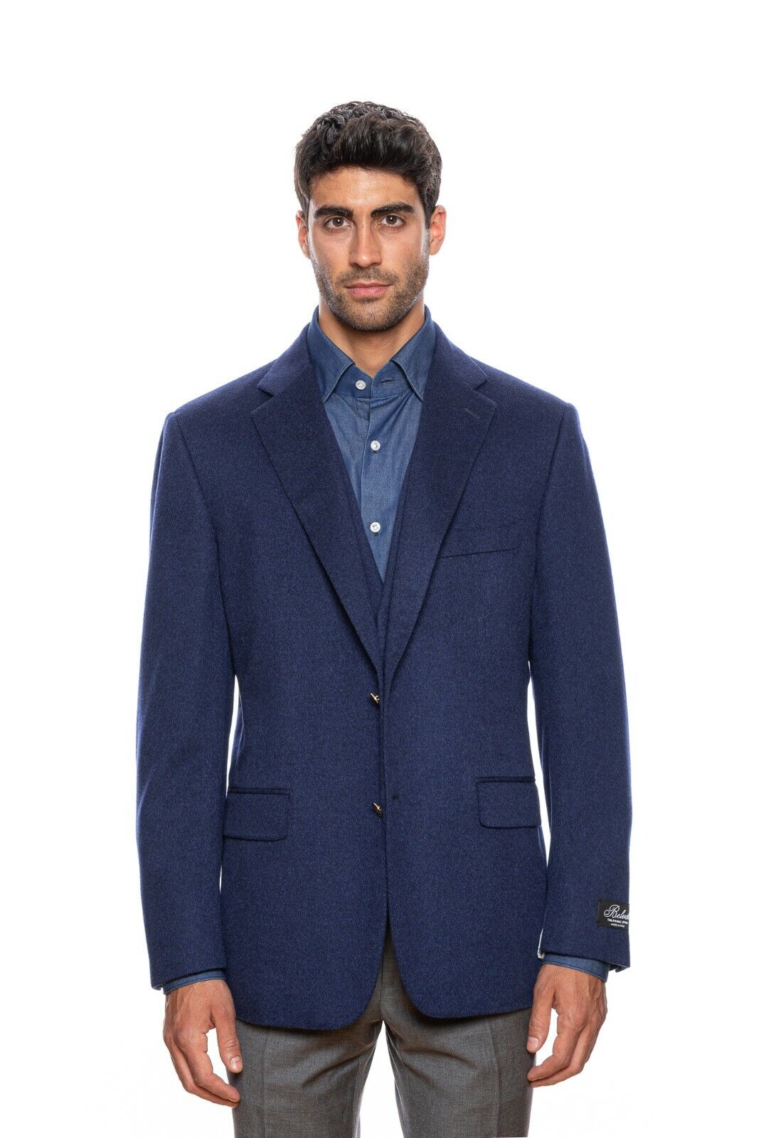 $3050 BELVEST Blue Pure Cashmere Jacket + Vest Double Breasted 46 US / 56 EU 6R