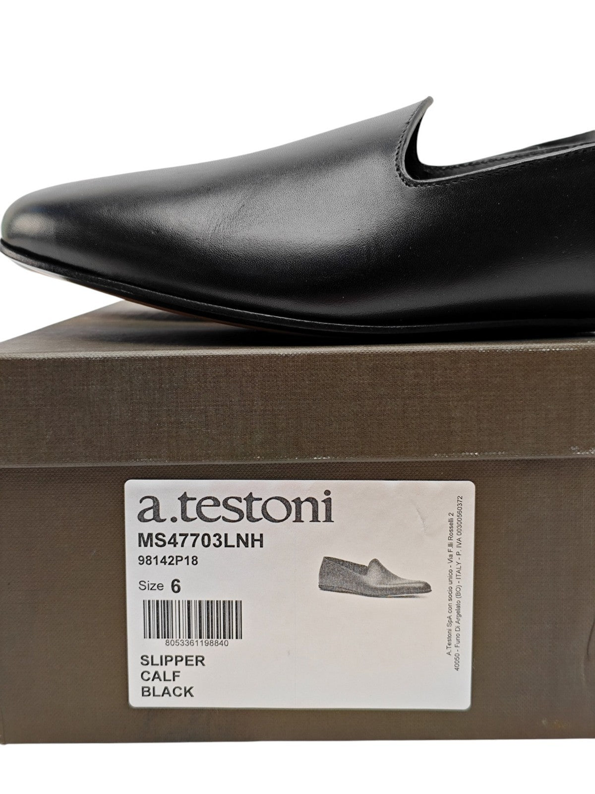 $1150 TESTONI BOLOGNA Slipper Loafer Shoes Lux Calf Black