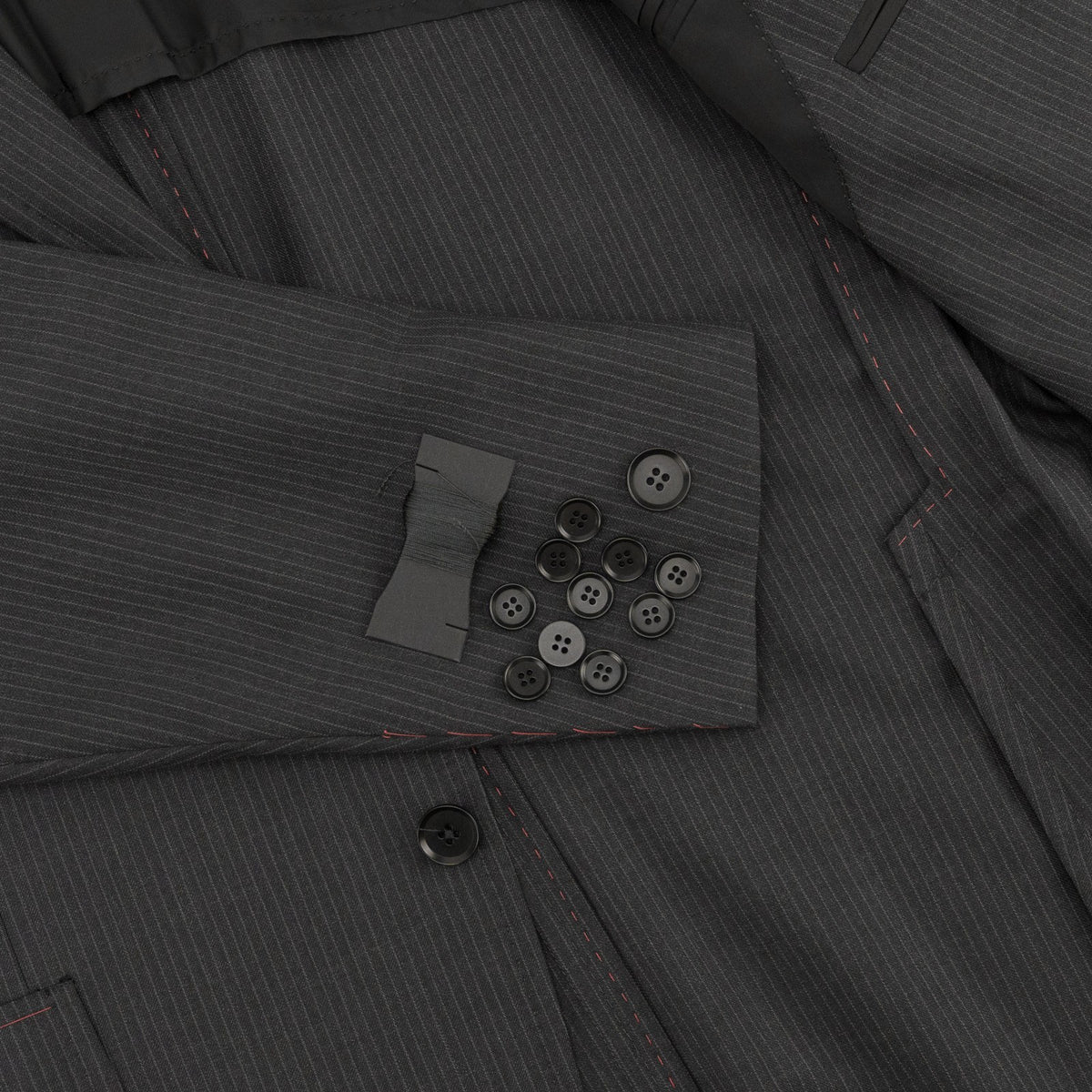 $6850 ISAIA NAPOLI "Capri" Charcoal Gray Suit Hand-Sewn Fine Wool Striped