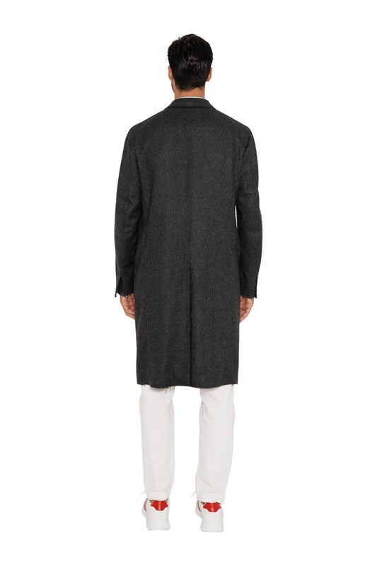 $1900 EIDOS by ISAIA NAPOLI Gray Coat Overcoat Wool Peak Lapel 38 US 48 EU