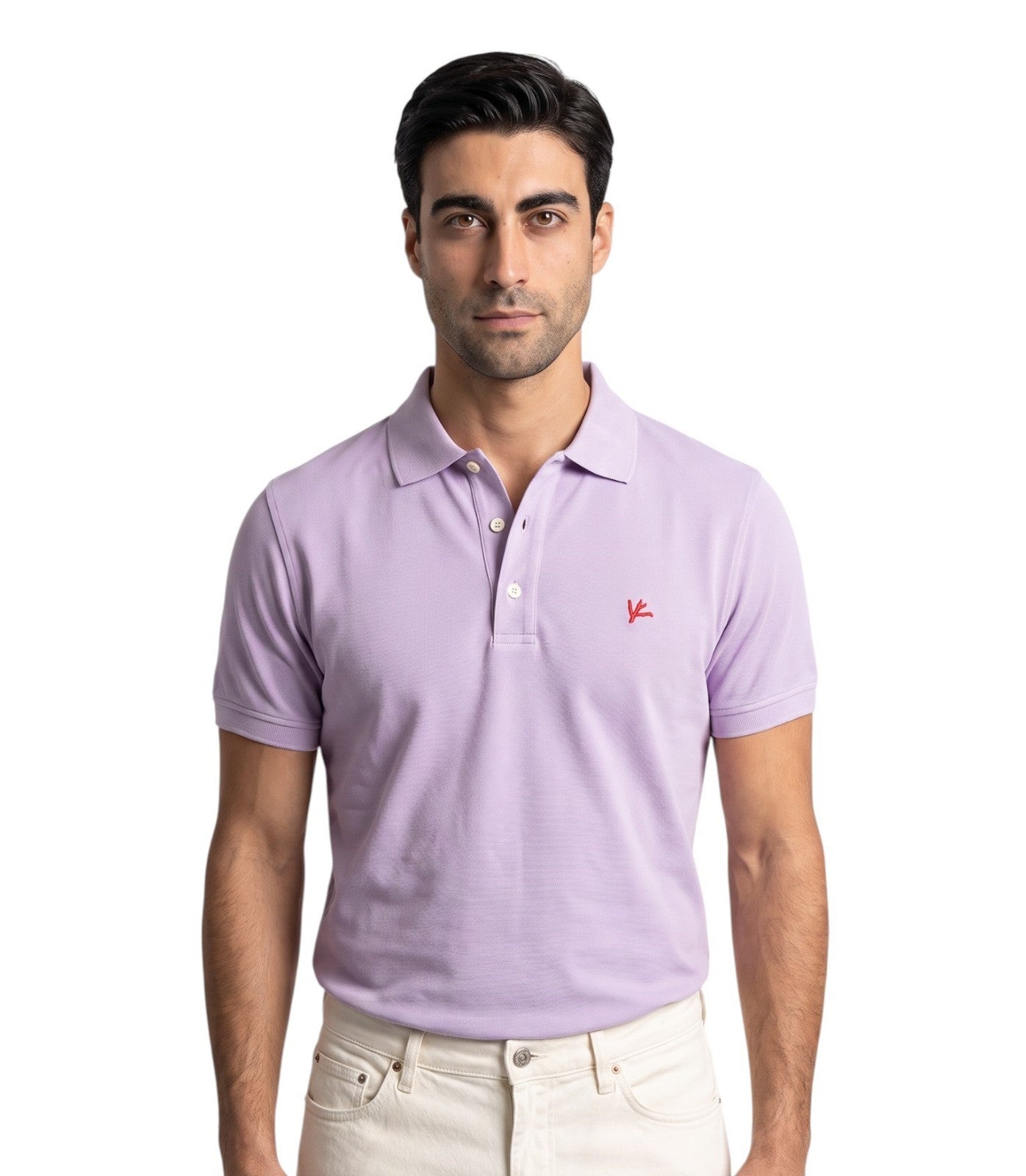 575$ ISAIA NAPOLI Garment Dyed Cotton Piquet Short Sleeve Polo Lilac