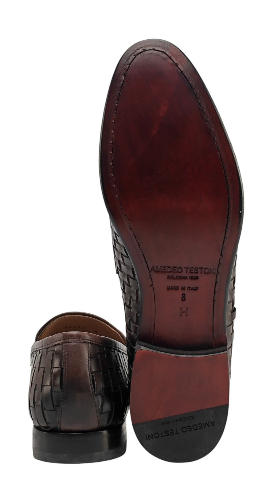 1250$ TESTONI "Tivoli" Brown Loafer Shoes Woven Calf Cigar 8 UK / 9 US / 42 IT
