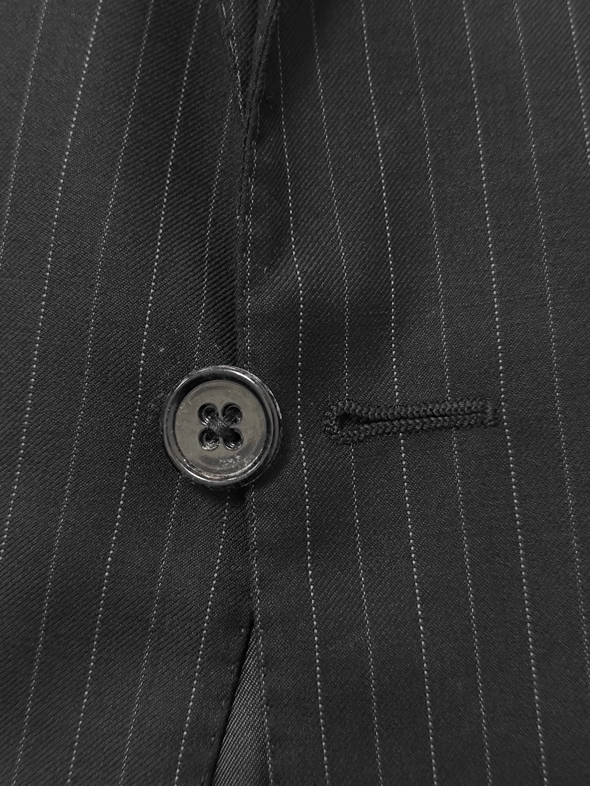 $1800 RALPH LAUREN Black / Purple Label Gray Striped Suit Wool 44 US / 54 EU 7L