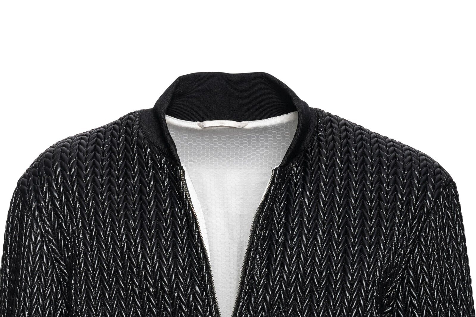 2000$ LUXURY ITALO FERRETTI Bomber Jacket "WOVEN" Black 40 US / 50 EU ZILLI