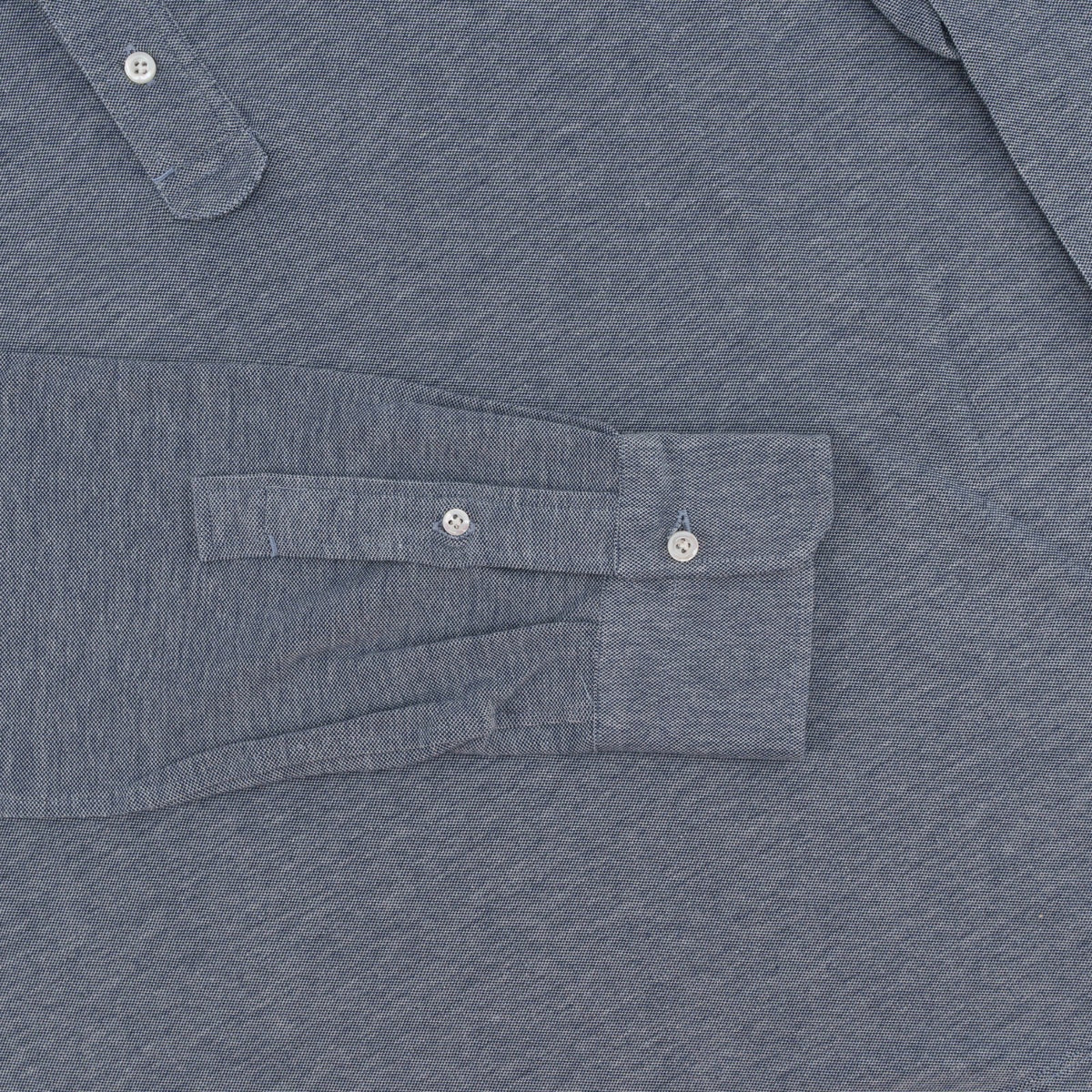 695$ ISAIA NAPOLI Hand-Sewn Polo Long Sleeve Jersey Cotton Blue Size M