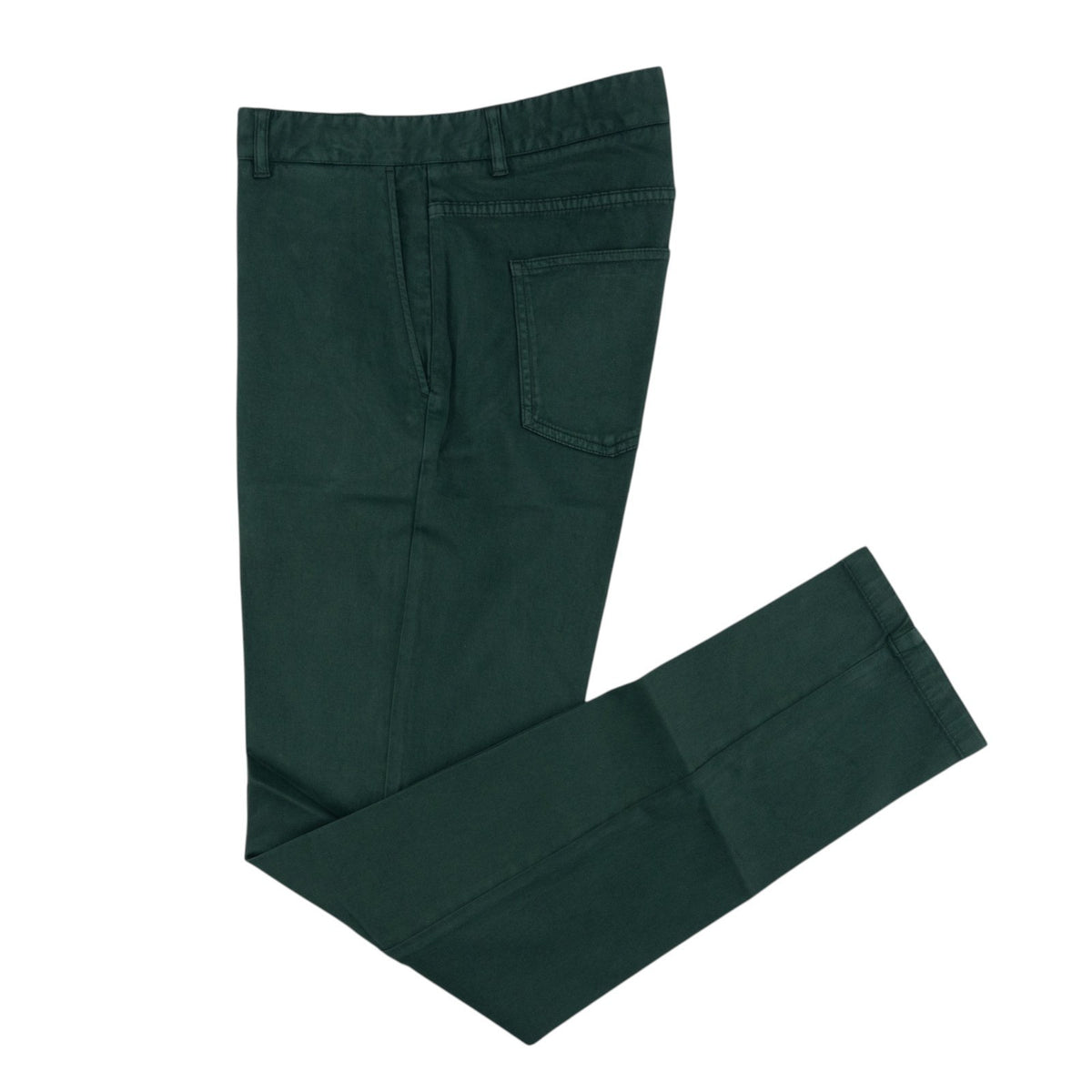 850$ ISAIA NAPOLI Dark Green Chino 5 Pocket Pant Cashmere Cotton Slim Fit