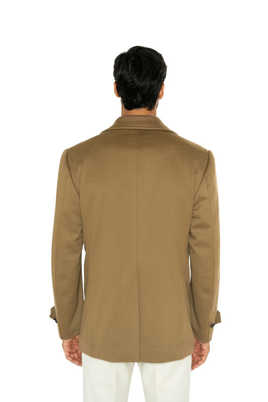 $6500 ISAIA NAPOLI Camel Double Breasted Coat Peacoat Soft Wool 38 US / 48 EU