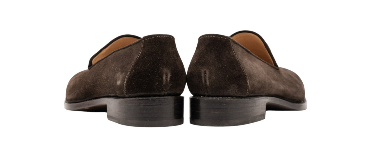 1050$ MARIANO RUBINACCI NAPOLI Slippers Loafers Shoes Dark Brown Suede