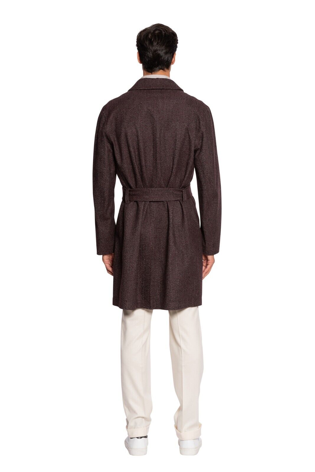 $1900 BOGLIOLI GALLERIA Burgundy Melange Trench Coat Wool Heat-Sealed Size M