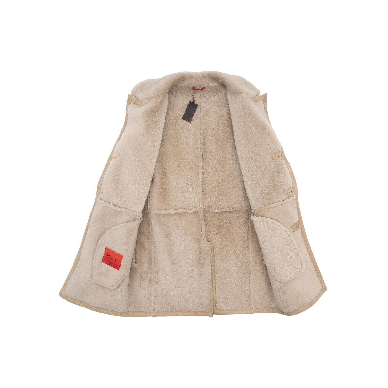 7600$ ISAIA NAPOLI "Portofino" Beige Shearling Coat 100% Lambskin 38 US / 48 EU