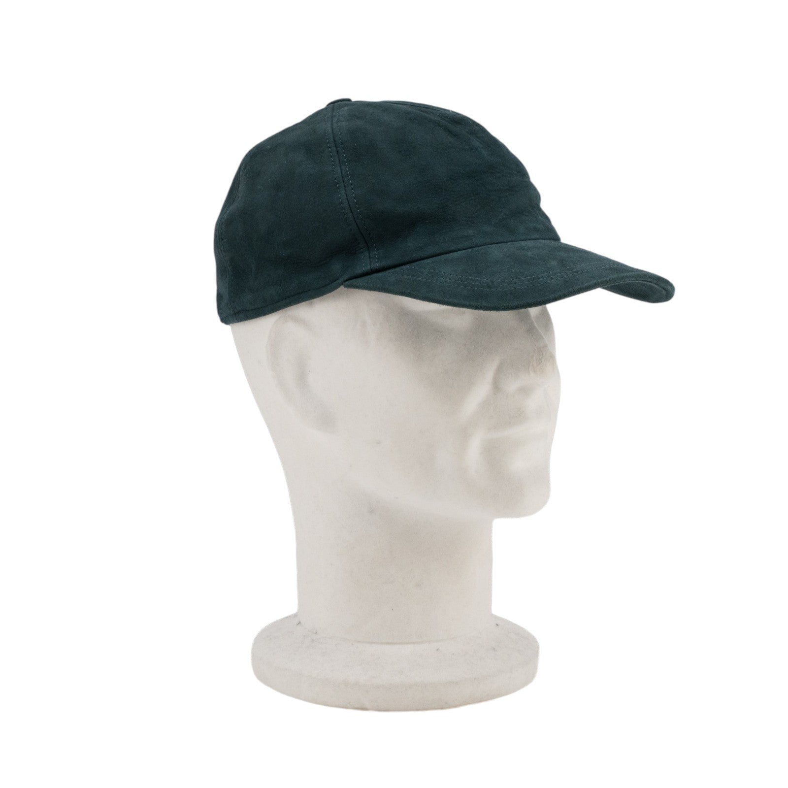 650$ ISAIA NAPOLI Dark Green 100% Suede Leather 6-Panel Baseball Cap - Size 58