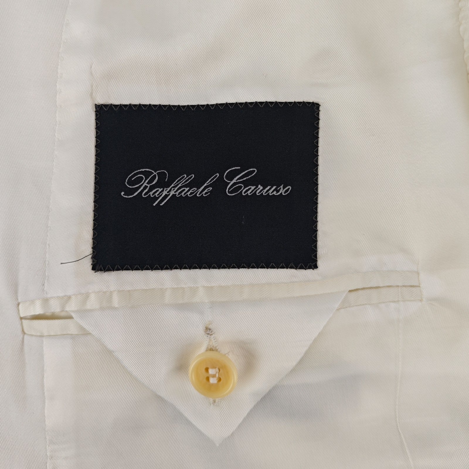1850$ RAFFAELE CARUSO White Cotton Double Breasted Suit 38 US / 48 IT