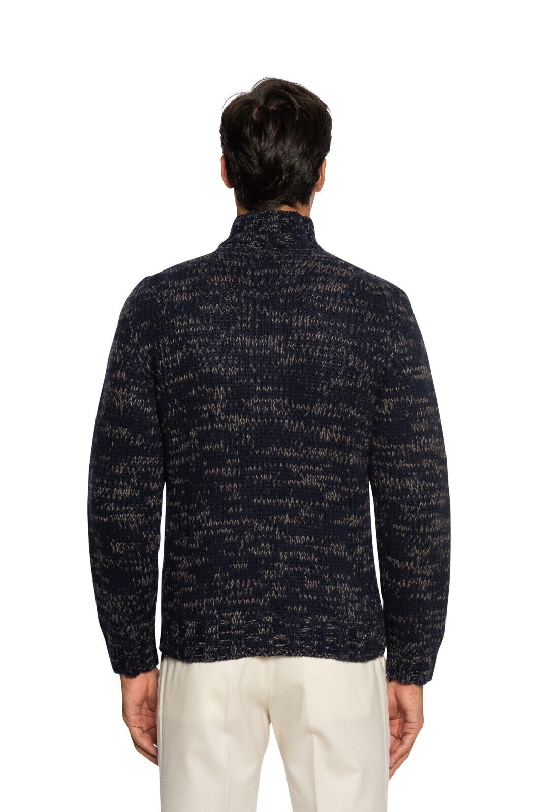 $1900 FEDELI CASHMERE Cardigan Bomber Thick 100% Cashmere Mouline 36 US / 46 EU