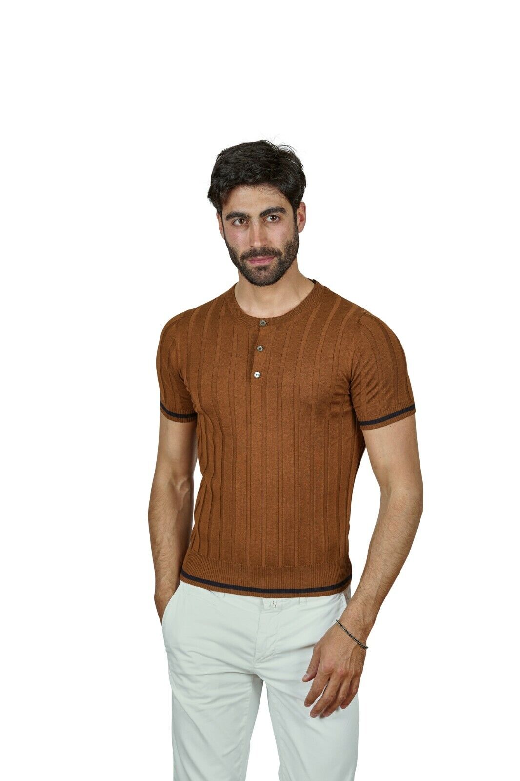 240$ Italian Luxury ALPHA STUDIO Sweater Knit T-Shirt Cotton Silk 36 US / 46 EU
