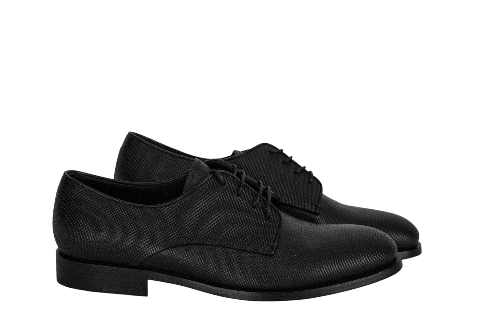 1120$ GIORGIO ARMANI Derby Shoes Black Textured Leather 5 UK 6 US 39 IT