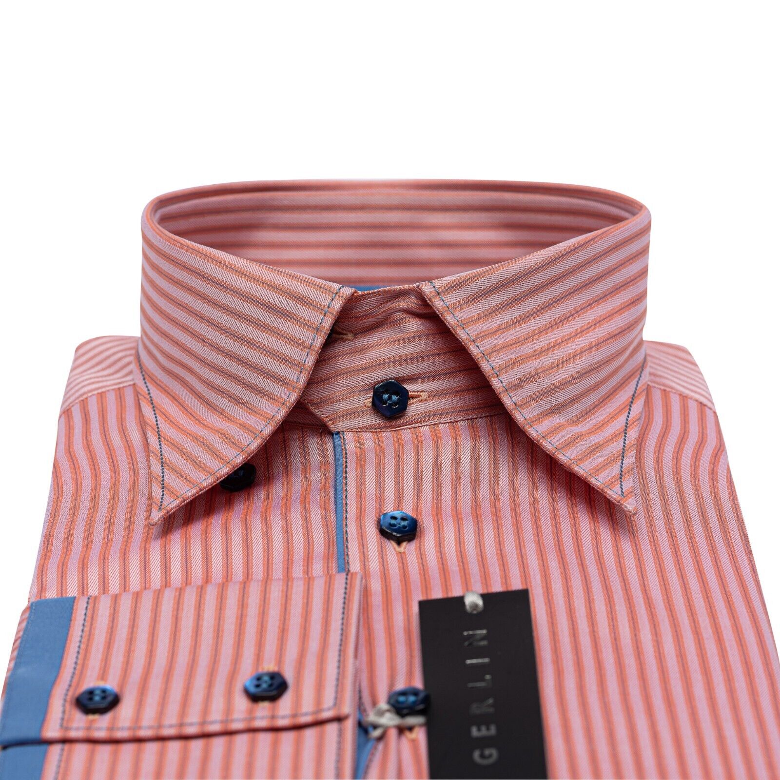 690$ LUXURY GERLIN Shirt Striped Point ALUMO Cotton 16 - 41 2O ZILLI