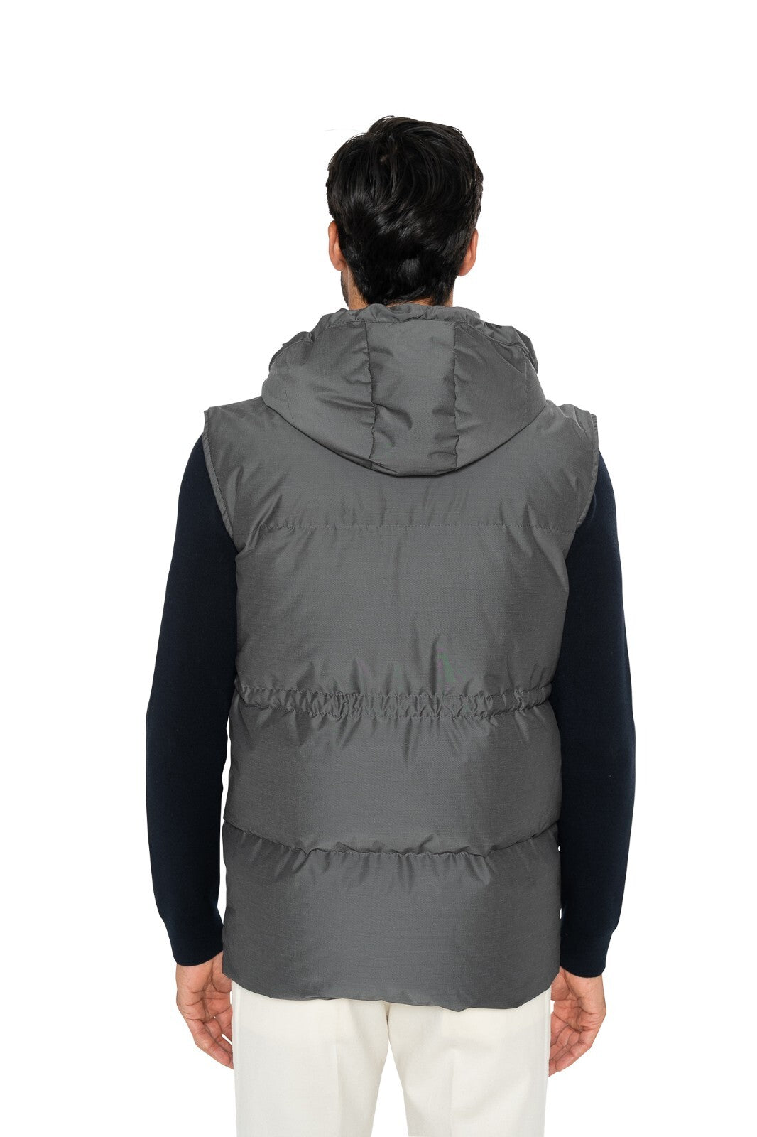 $3200 ISAIA NAPOLI Gray Padded Hooded Vest Jacket Techno Wool 38 US / 48 EU