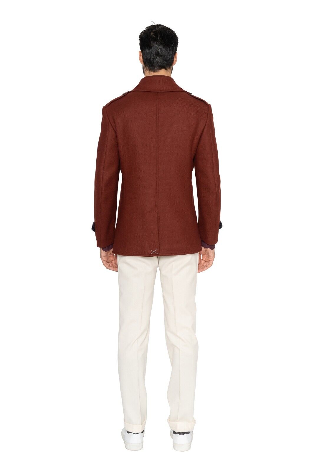 $1600 EIDOS by ISAIA NAPOLI Rust  Peacoat Coat Wool / Cashmere 38 US / 48 EU