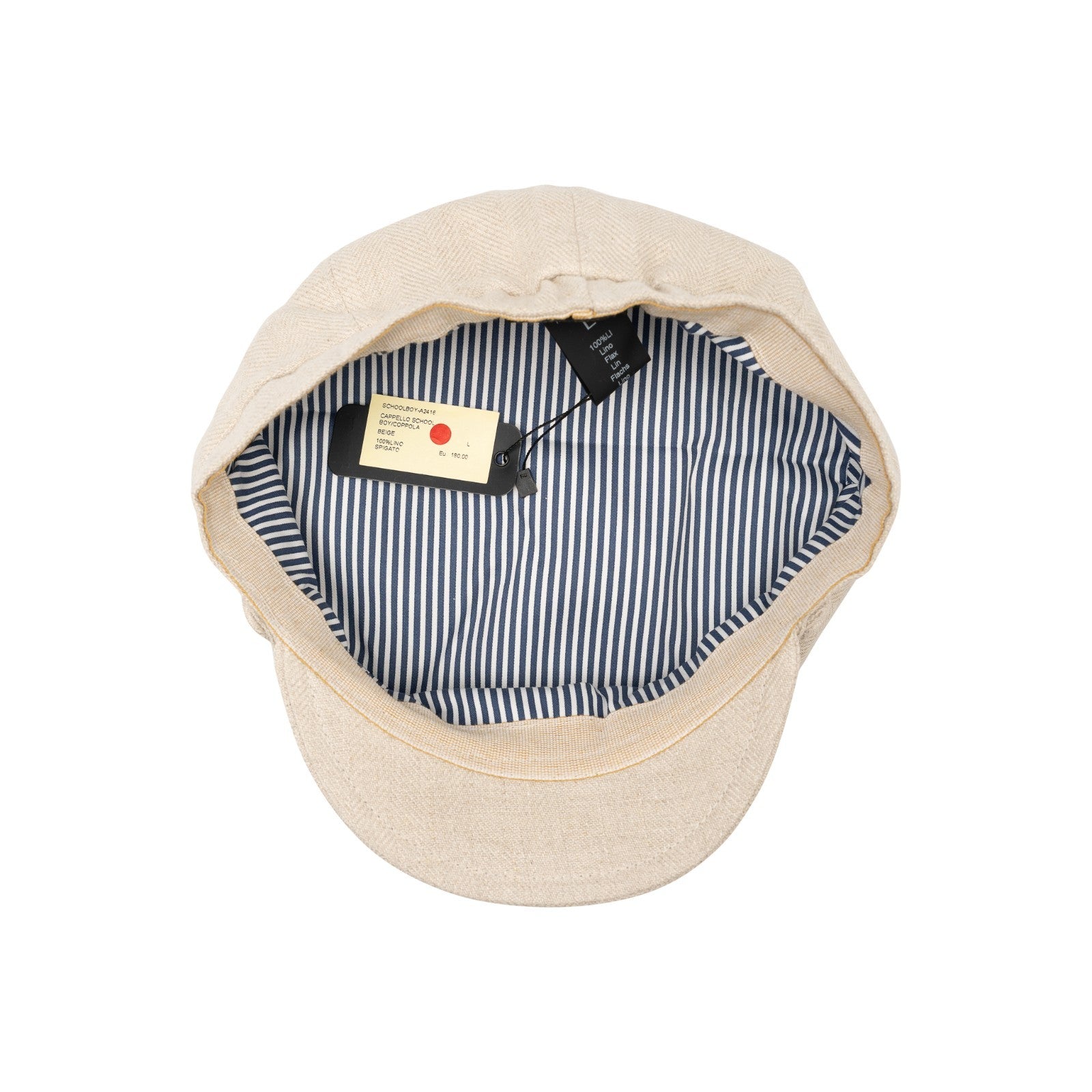 $210 RUBINACCI NAPOLI Ivory Hat Fisherman Cap Flat Cap Herringbone 100% Linen