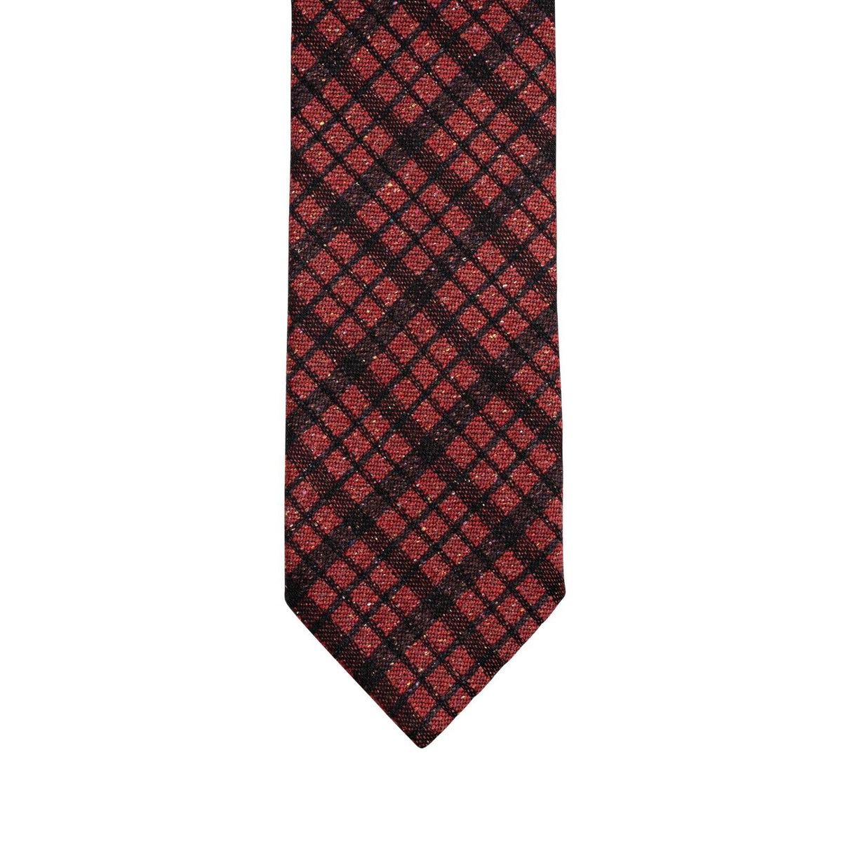 $290 ITALO FERRETTI Tie Check Red 100% Wool Handmade in Italy BIJAN