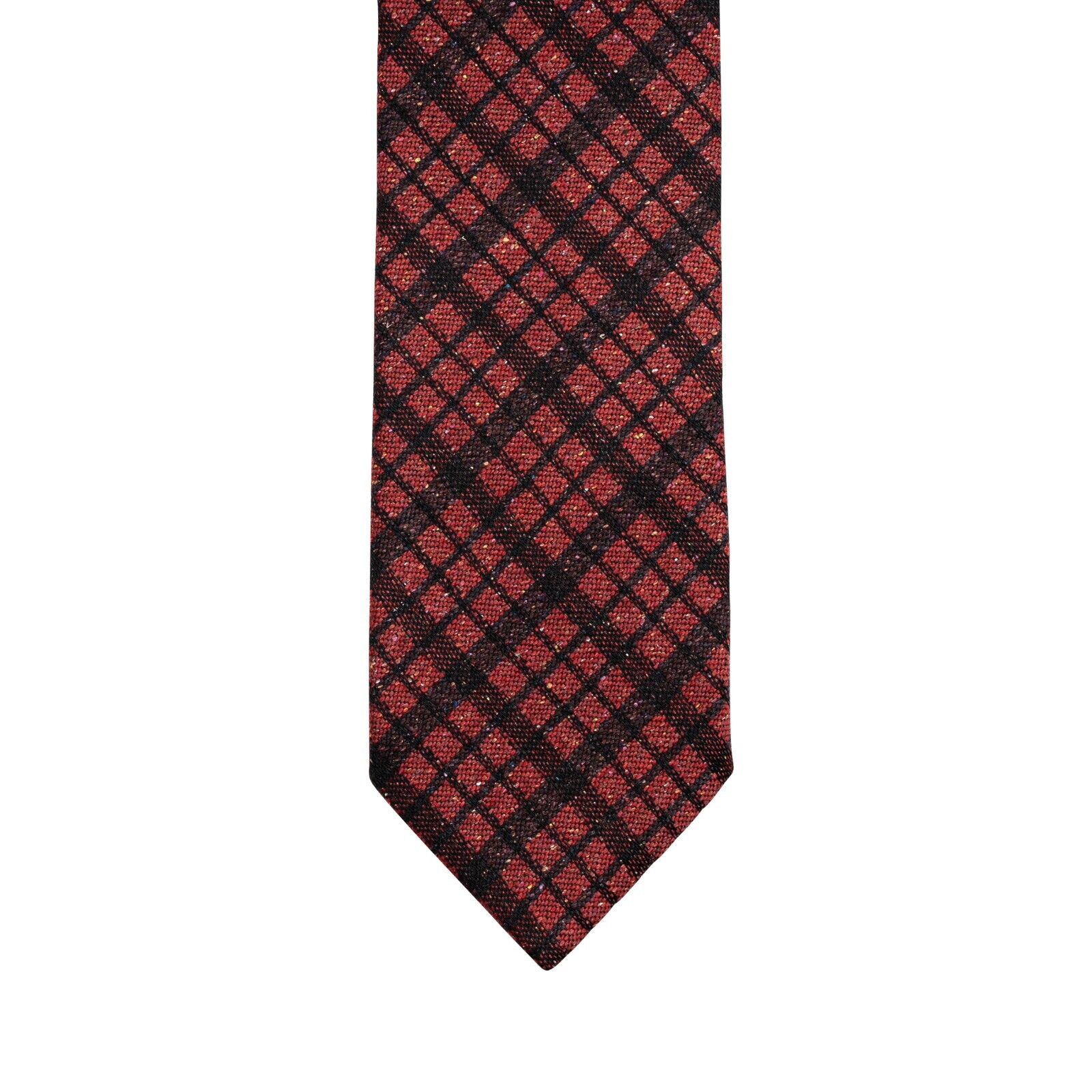 $290 ITALO FERRETTI Tie Check Red 100% Wool Handmade in Italy BIJAN