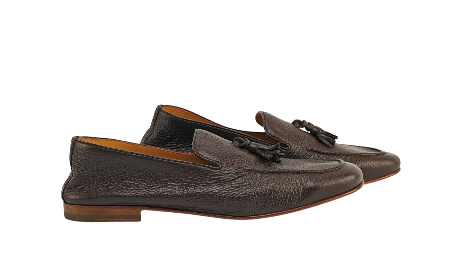 1300$ TESTONI "Carloforte" Brown Unlined Tassel Loafer Deerskin 8 UK 9 US 42 IT