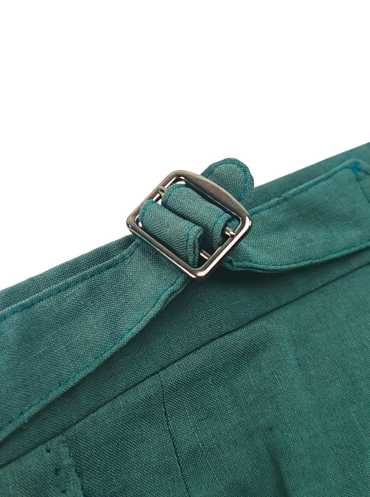 1550$ ISAIA Hand-Sewn Tapered Dress Pant Wool Linen Aquamarine 40 US / 56 EU 7R