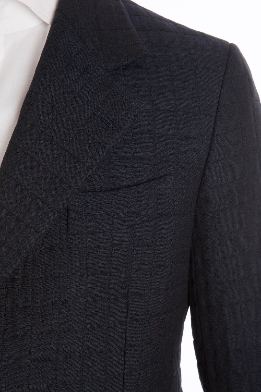 $2590 BELVEST Dark Blue Wool Quilted Coat 40 US / 50 EU Drop 8R Slim Fit