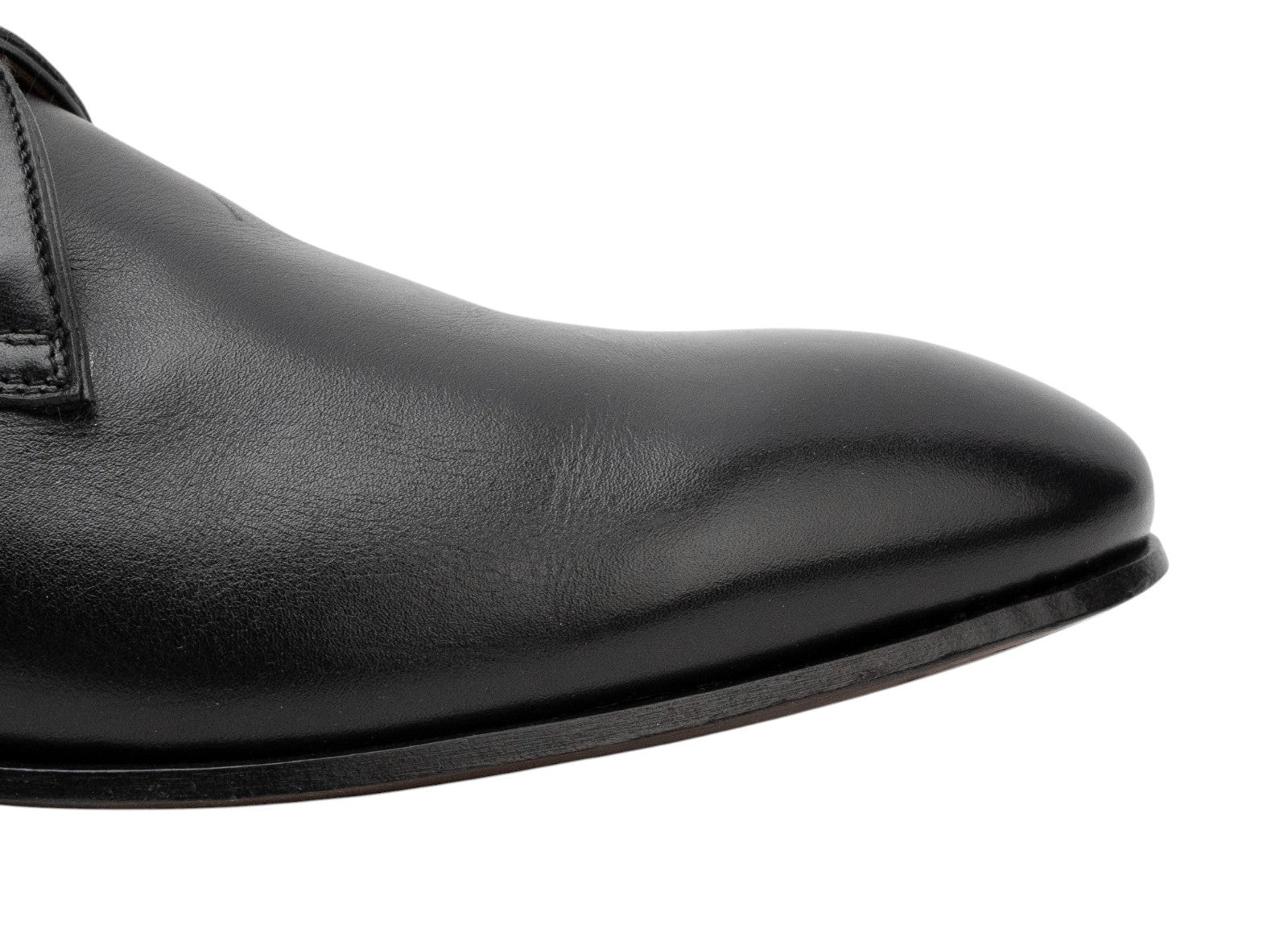 ISAIA NAPOLI Black Calfskin Leather Single Monk Strap Shoes 9 UK / 10 US / 43 IT