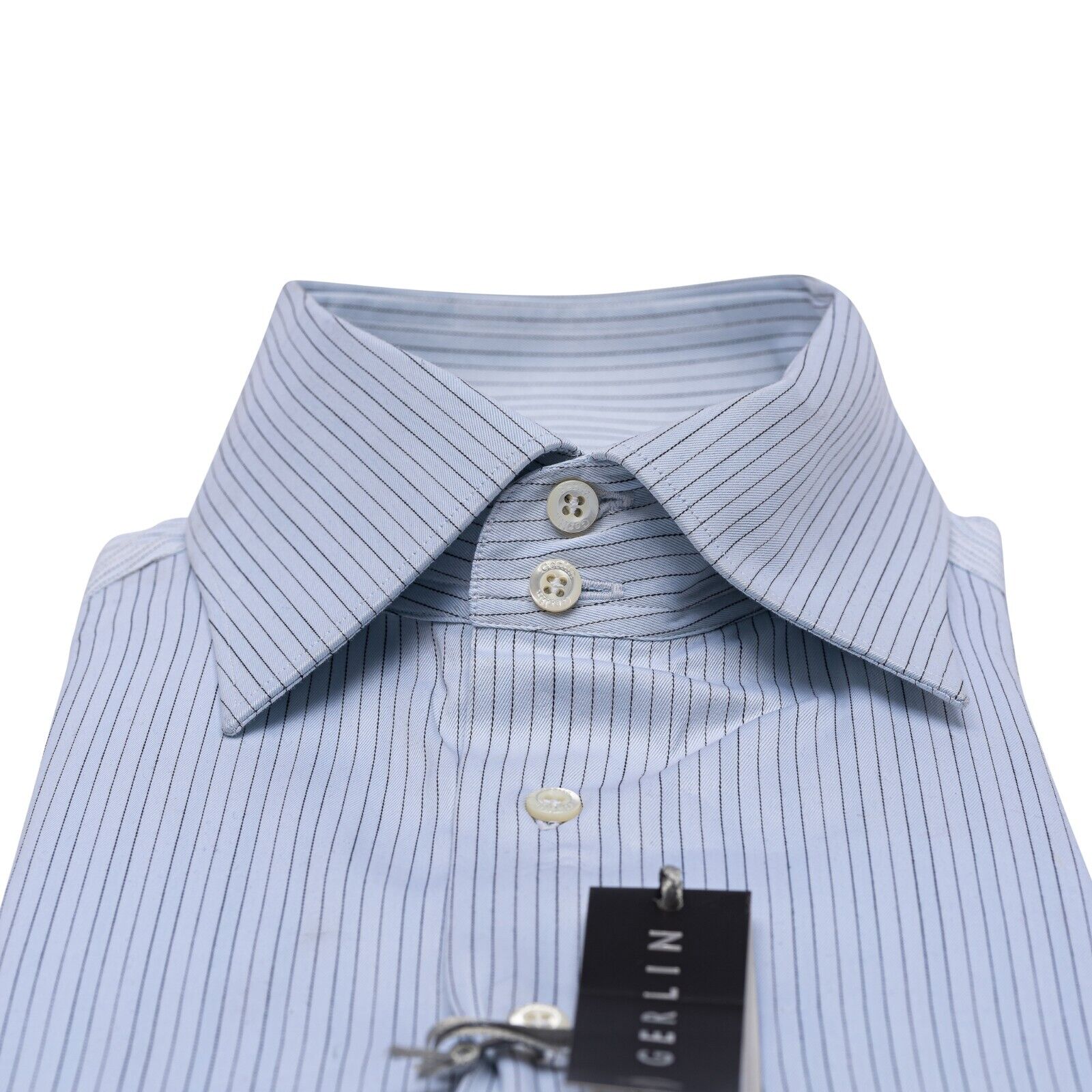 690$ LUXURY GERLIN Shirt White Striped Twill Cotton 16 - 41 2AG ZILLI