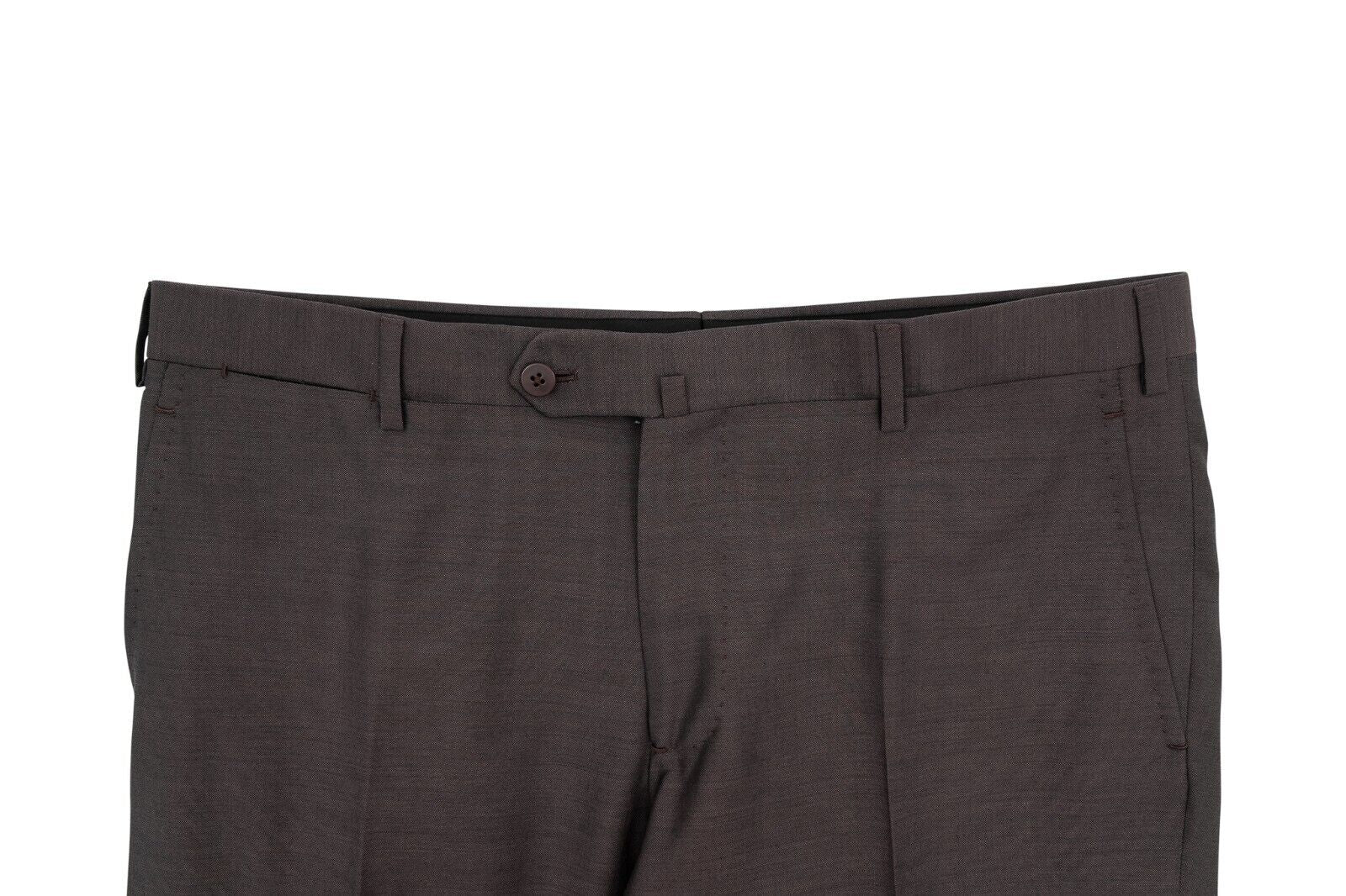 $6200 ISAIA NAPOLI Brown Hand-Sewn Solid Suit Fine Wool / Mohair Drop 7 Regular