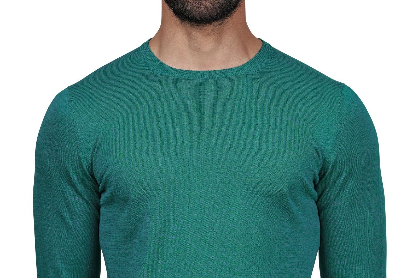 220$ Italian Luxury GRAN SASSO Sweater Persian Green "Fresh Cotton" 36 US 46 EU