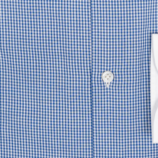 670$ RUBINACCI NAPOLI "Wall Street" Blue Hand-Sewn Point Shirt Cotton Size M