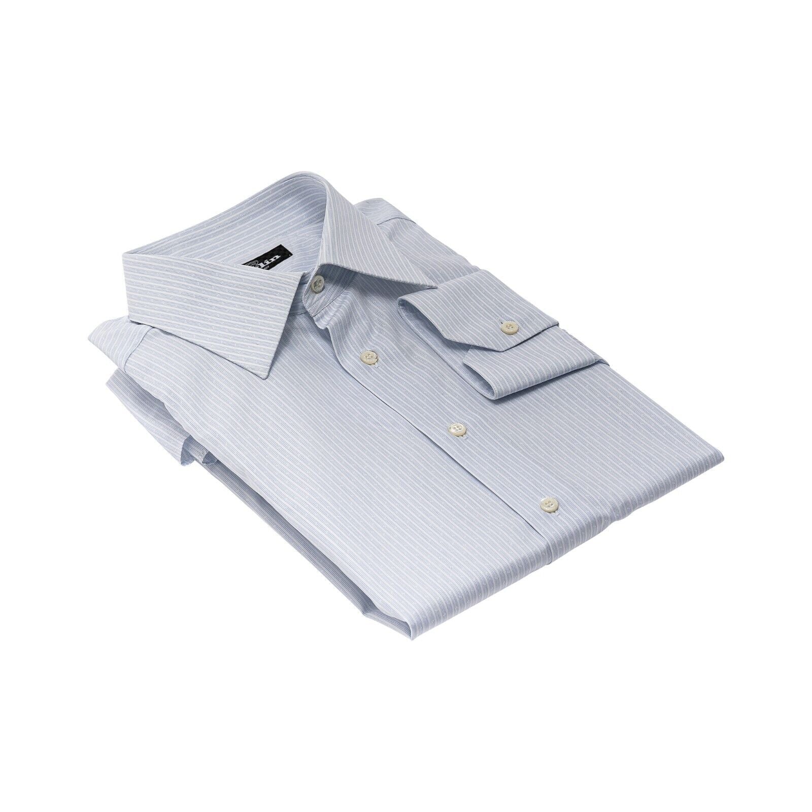 690$ LUXURY GERLIN Shirt Light Blue Striped Cotton 16 - 41 7Q BIJAN