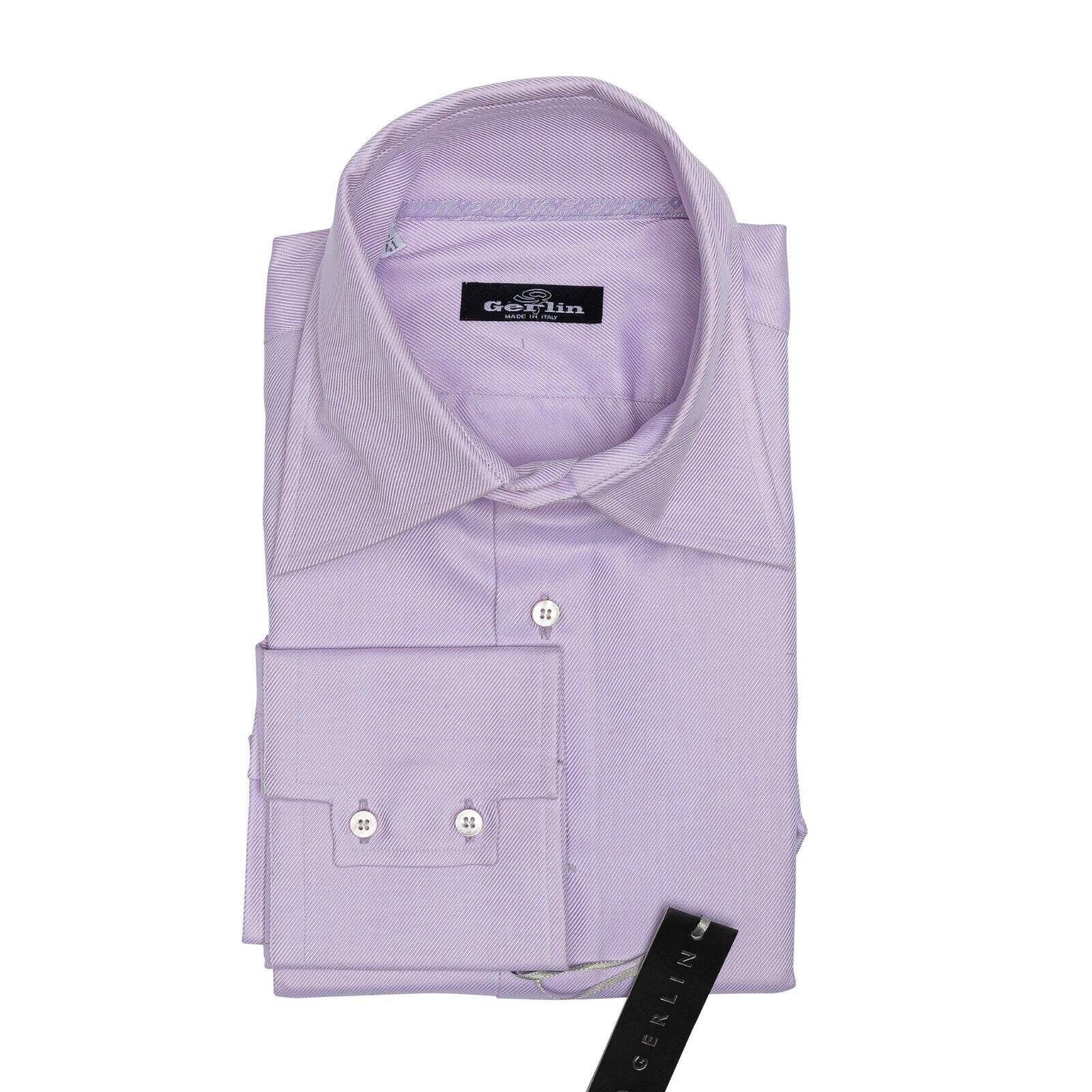 690$ LUXURY GERLIN Shirt Lavender ALUMO Cotton Twill 16 - 41  7B BIJAN