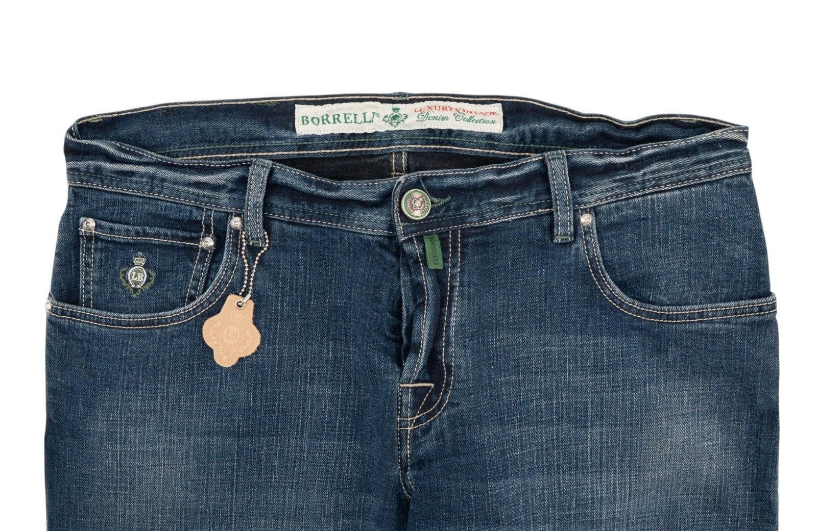 415$ LUIGI BORRELLI NAPOLI Washed Blue Denim Jeans Cotton 36 US / 52 EU