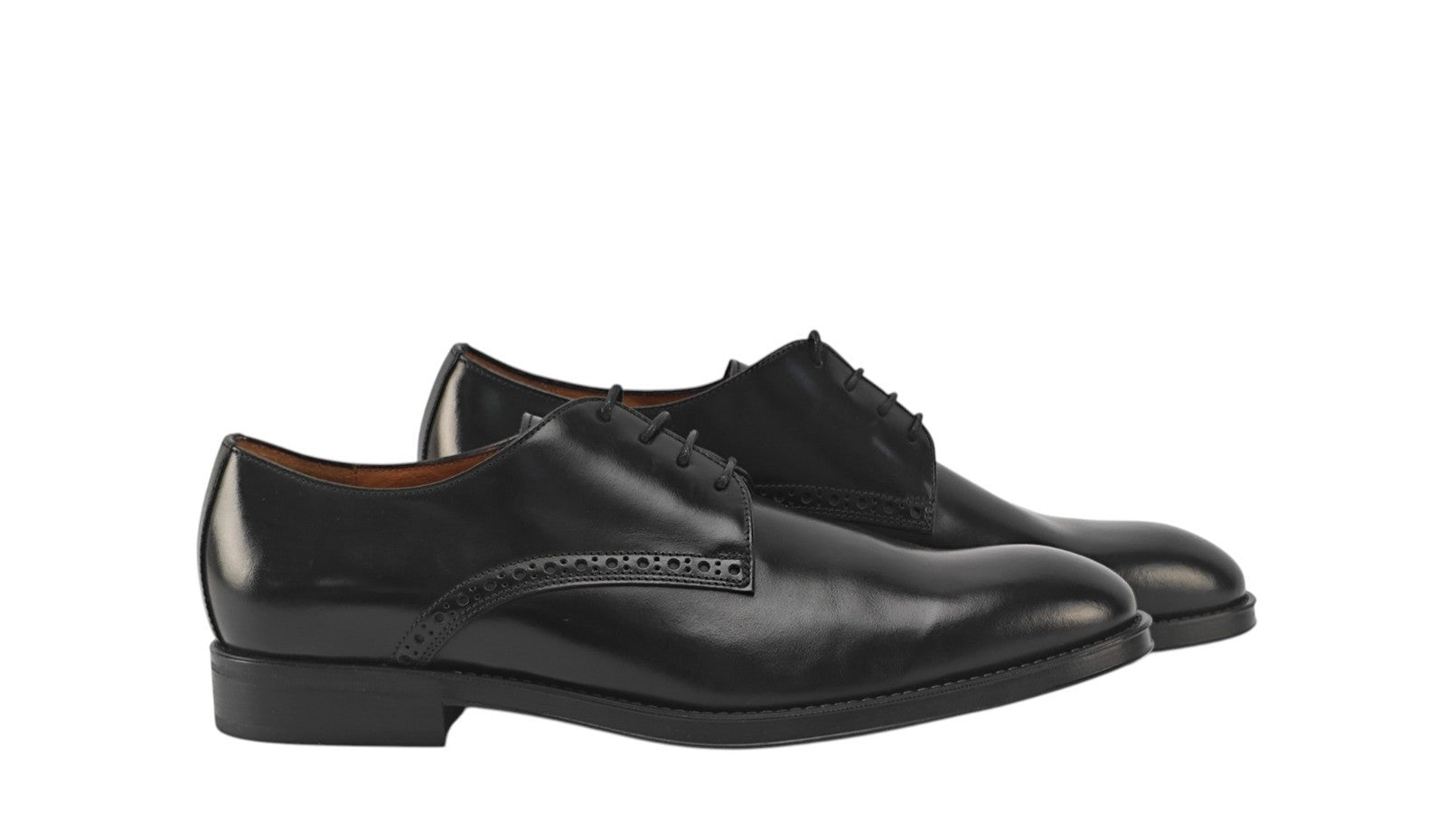1200$ TESTONI Bologna Derby Shoes Black Calf 8 UK / 9 US / 42 IT