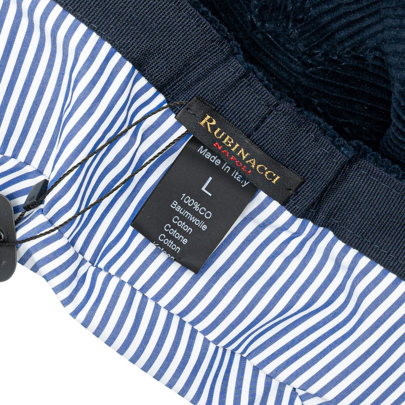 $210 RUBINACCI NAPOLI Blue Hat Fisherman Cap Flat Cap Herringbone 100% Linen