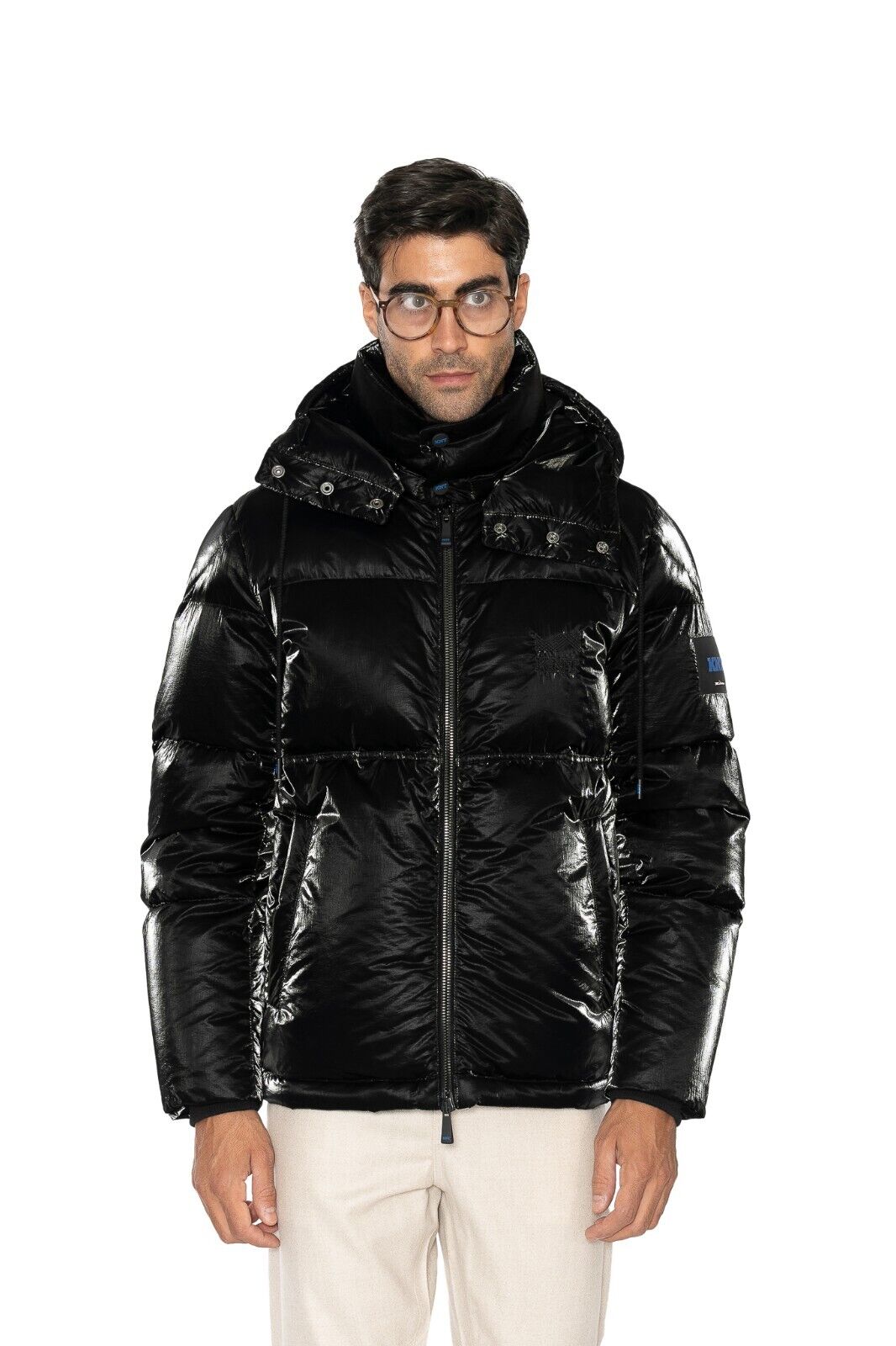 $3900 KITON KNT Black Goose Down Puffer Jacket Coat "Shiny Effect" 38 US / 48 EU