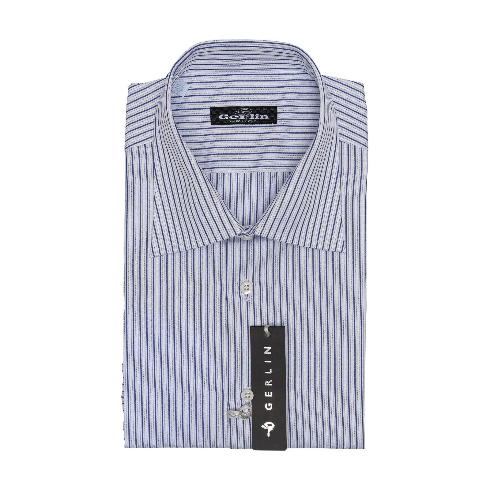 690$ LUXURY GERLIN Shirt Blue SUPRALUX ALUMO Cotton 16 - 41 2AD ZILLI