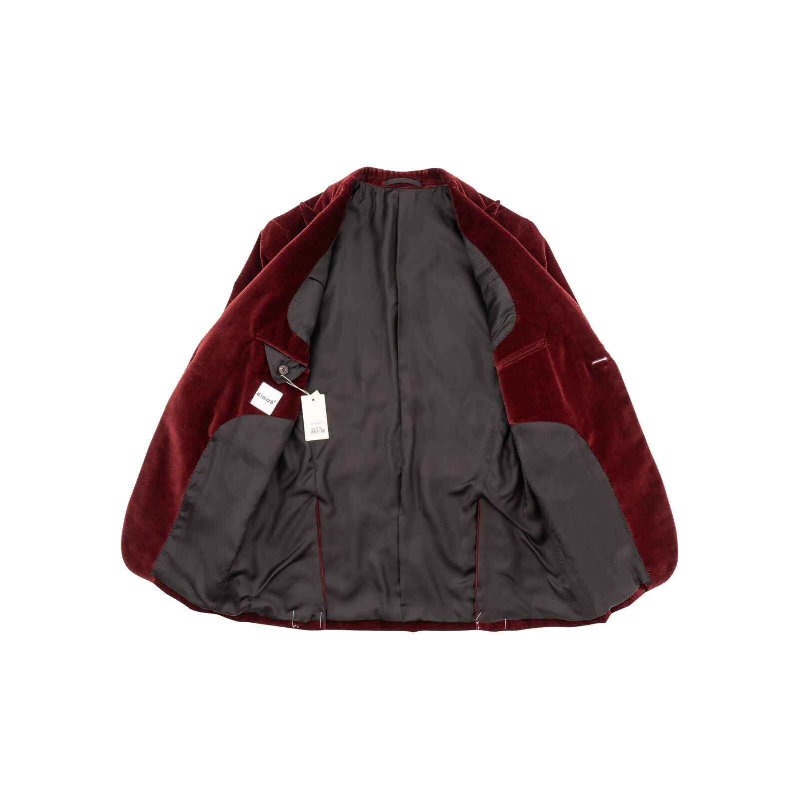 $1800 EIDOS by ISAIA NAPOLI Burgundy Sport Coat Smooth Velvet 38 US / 48 EU