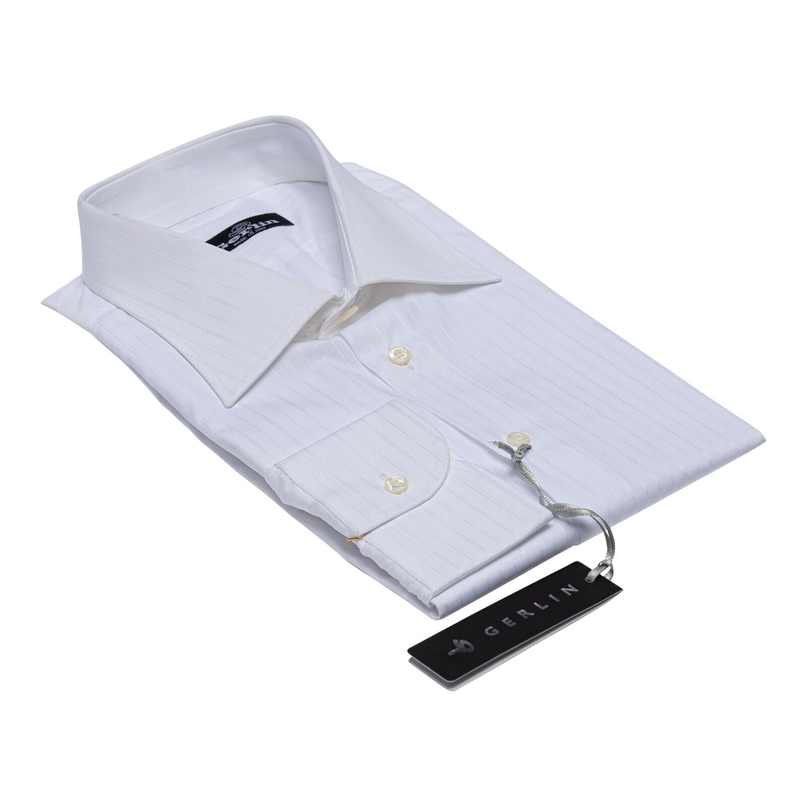 LUXURY 690$ GERLIN Shirt White Jacquard ALUMO Cotton 16-41 1T BIJAN