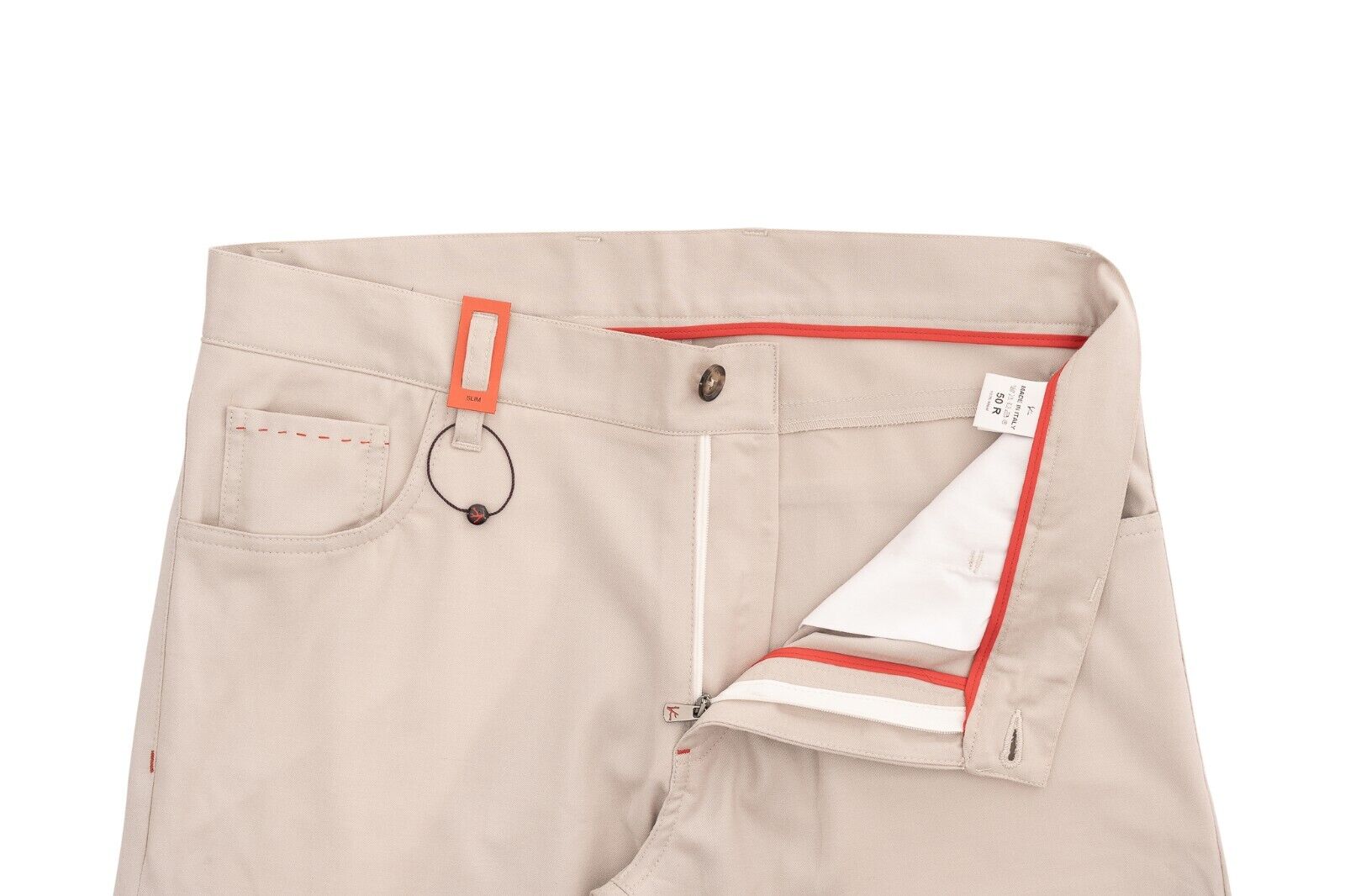 990$ ISAIA NAPOLI Beige 5 Pockets Trousers Sport Pant Wool 34 US / 50 EU Slim