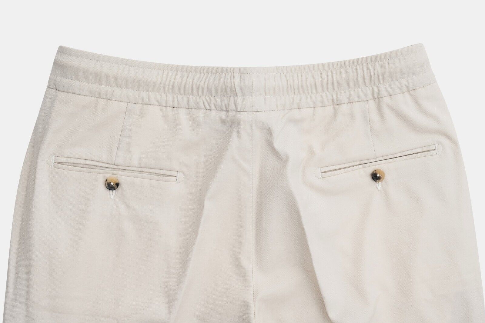 1100$ ISAIA NAPOLI Ivory Drawstring Trousers Sport Pant Wool / Cotton