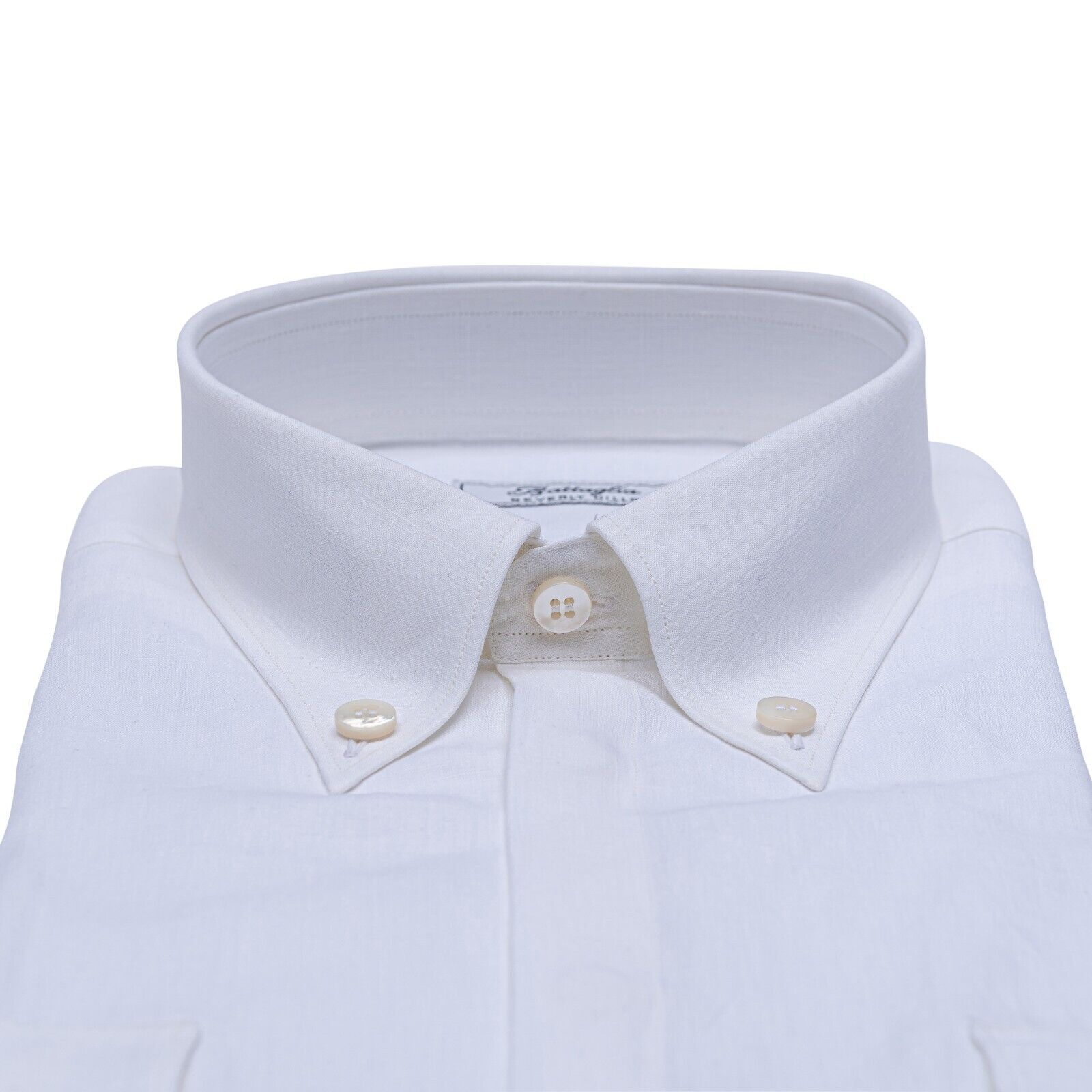 950$ LUXURY GERLIN X BATTAGLIA Shirt White " 100% IRISH LINEN " 4C