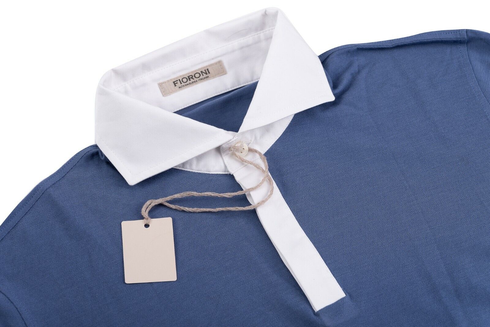 Luxury Knitwear FIORONI CASHMERE by Attolini Polo Cotton Indigo 40 US / 50 EU