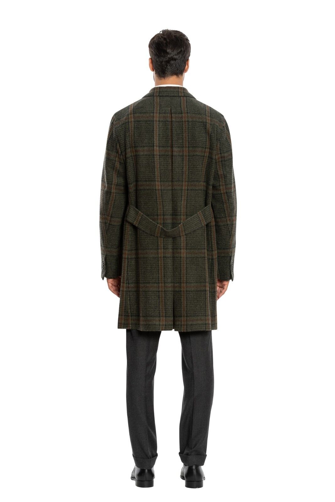 $1850 BOGLIOLI MILANO Checks Dark Green Coat Flannel Wool 38 US / 48 EU