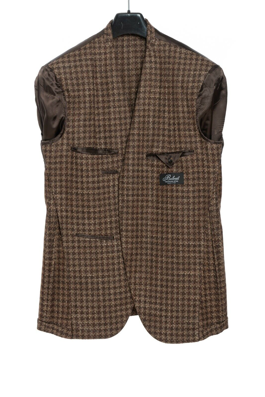 2150$ BELVEST Brown Sartorial Jacket Checks Wool / Silk / Cashmere Drop 7 Reg