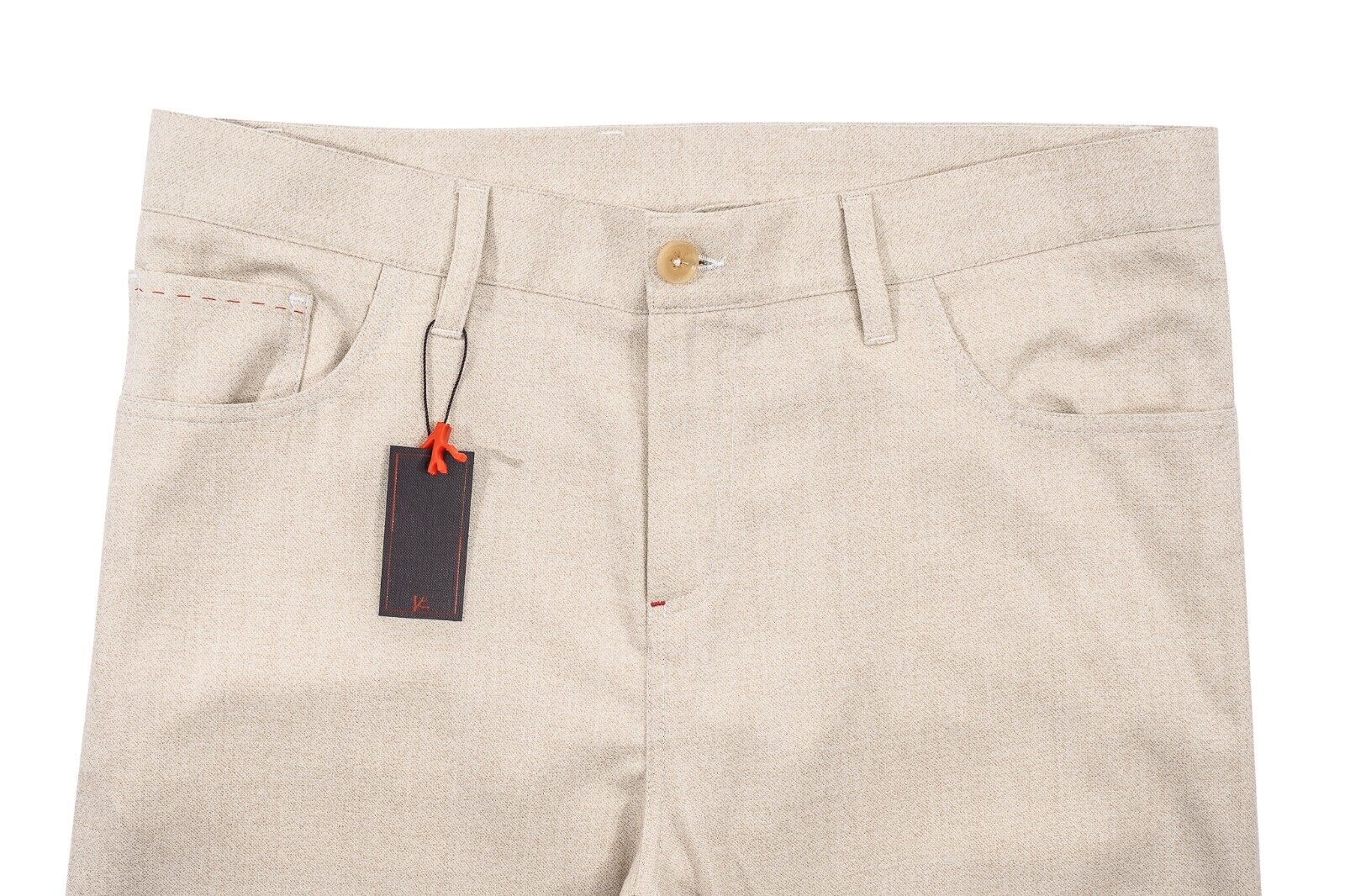 1050$ ISAIA NAPOLI Beige Trousers Sartorial Pant 5 Pockets Wool