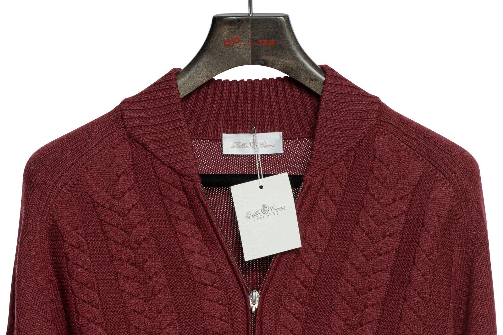 490$ DELLA CIANA CASHMERE Thick Sweater Cardigan Cable Merinos Wool 40 US  50 EU